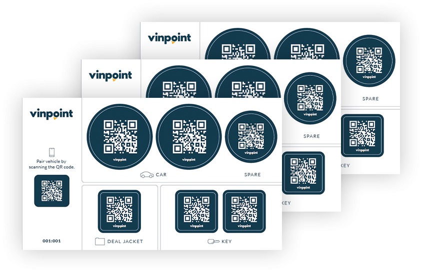 Set of three Vinpoint iCQR label sheets